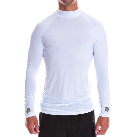 SParms Men’s White High Neck Long Sleeve Sun Protection Body Warm Top Size XL - Picture 1 of 13